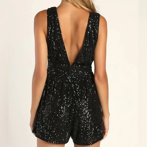 Lulu's L Black Sequin Romper - Picture 2 of 6